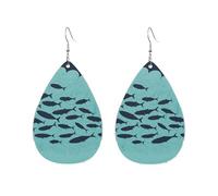Banc De Poissons Et Vagues Boucles D'Oreilles De Goutte Élégant Boucles D'Oreilles Pendantes Amusantes Boucle D'Oreille En Simili Cuir Pour Femme Danse Quotidien