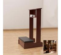 Banc de Prière D'église, Prie-Dieu en Bois avec Coussin | Tabouret de Prière avec Étagère, pour L'église, la Prière à Maison, la Méditation et Recueillement(Brown)