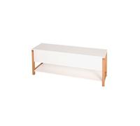 Banc de rangement 120x35x48 cm blanc et chêne - PAIDE