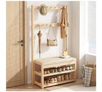 Banc de rangement 3 en 1 avec porte-manteau, banc de rangement pour chaussures d'entrée autonome avec coussin doux, organiseur de couloir, assemblage facile