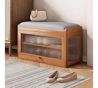 Banc de rangement à chaussures à 2 niveaux avec porte rabattable et coussin - Meuble d'entrée peu encombrant pour une vie organisée
