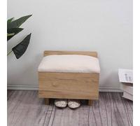 Banc de Rangement à Chaussures à Top, Cadre en Bois Massif et Coussin en Laine d'agneau Blanc Doux - Parfait pour l'entrée, la Chambre, Le Salon pour s'asseoir et Stocker Les Chaussures soigneusement