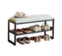 Banc de rangement à chaussures avec coussin - Étagère à chaussures en similicuir avec étagère élégante et stable - Pour couloir et salon