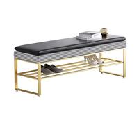 Banc de rangement à chaussures avec siège rembourré, étagère à chaussures en métal à 2 niveaux pour entrée et chambre à coucher, banc ottoman élégant pour chaussures et rangement, organiseur peu