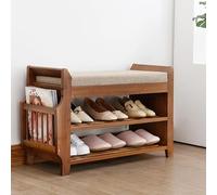 Banc de rangement à chaussures avec tiroir caché et support latéral, organiseur d'entrée à 2 niveaux pour couloir, salon, chambre à coucher