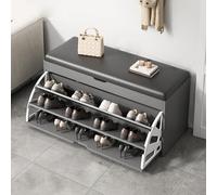 Banc de rangement à chaussures avec tiroirs rabattables et coussin rembourré, organiseur de chaussures caché pour entrée, couloir, vestibule