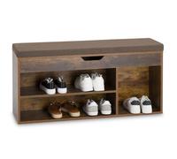 IDIMEX Banc de Rangement à Chaussures BAIA en Bois avec Coffre, Assise rembourrée, 104x48x30 cm, 8 à 10 Paires de Chaussures, Couleur Old Style