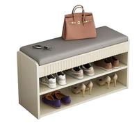 Banc de rangement à chaussures, banc de rangement à 3 niveaux avec support latéral, banc rustique étroit pour une utilisation en intérieur dans l'entrée, la salle à manger, le salon et le couloir