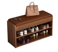 Banc de rangement à chaussures, banc d'entrée à 3 niveaux avec support latéral, siège de rangement intérieur rustique étroit pour salon, salle à manger, couloir et entrée