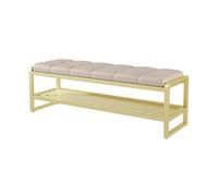 Banc de rangement à chaussures, banc d'entrée avec siège rembourré en mousse, cadre en cuir synthétique et métal pour couloir et vestiaire, 150 cm x 35 cm x 45 cm