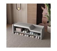 Banc de Rangement à Chaussures d'entrée avec siège rembourré en Cuir, Support pour Parents, sans Installation, Change d'entrée, Cadre en Bois, pour Chambre à Coucher, Salon (Couleur : Gris)