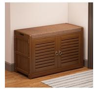 Banc de rangement à chaussures en bambou avec 2 portes - Organiseur de vestibule et étagère à chaussures pour un rangement efficace des chaussures et une organisation élégante de la maison