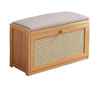 Banc de rangement à chaussures en bambou avec siège rembourré, petit organisateur peu encombrant pour entrée, salon (70 cm)