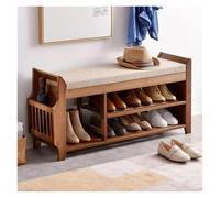 Banc de rangement à chaussures en bambou - Étagère à chaussures à 2 niveaux avec tiroir caché et support latéral pour entrée et chambre à coucher - Armoire élégante, design peu encombrant, 78,5 x 29,5