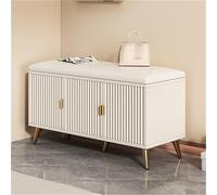 Banc de rangement à chaussures en bois avec coussin, étagère à chaussures d'entrée et armoire, organisateur peu encombrant pour chambre à coucher, couloir et salon, grand 90 x 32 x 50 cm, design noir