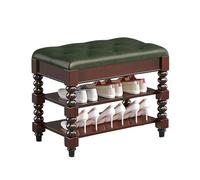 Banc de rangement à chaussures en bois avec coussin rembourré à 2 niveaux - Structure en bois massif de 60 cm, élégant et fonctionnel.