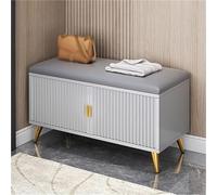 Banc de rangement à chaussures en bois avec siège - Étagère à chaussures d'entrée et armoire pour chambre à coucher, couloir, salon, dortoir - Grand organisateur et banquette (noir, 90 x 32 x 50 cm)