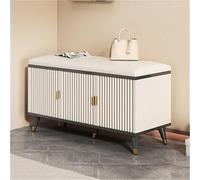 Banc de rangement à chaussures en bois avec siège - Étagère à chaussures d'entrée et armoire pour chambre à coucher, couloir, salon, dortoir - Grand organisateur et banquette (noir, 90 x 32 x 50 cm)