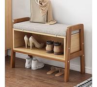 Banc de rangement à chaussures en bois avec siège rembourré, 2 étagères pour couloir, entrée, salon, chambre à coucher - Gain de place 65 x 30 x 45 cm, assemblage facile, nizer élégant