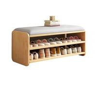 Banc de rangement à chaussures en bois avec siège rembourré - Étagère à chaussures à 3 niveaux pour couloir, chambre à coucher et vestiaire, solution de rangement élégante et fonctionnelle pour