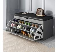 Banc de rangement à chaussures en bois avec tiroir rembourré à rabat pour entrée et couloir, meuble élégant pour chaussures et accessoires