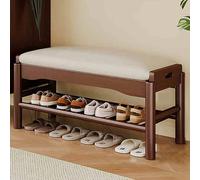 Banc de rangement à chaussures en bois massif avec siège, structure robuste, rangement ouvert, idéal pour salon, chambre à coucher, balcon, couloir, entrée