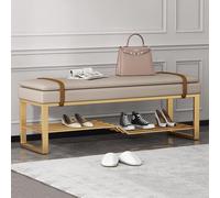 Banc de rangement à chaussures étroit en velours avec pieds en métal, étagère à chaussures d'entrée avec siège coussin, nizer à chaussures élégant pour petits espaces, meubles d'entrée