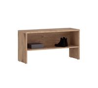 Banc de rangement à chaussures HERA avec étagère, Rangement à chaussures pour entrée, 90 x 49 x 36 cm, Coloris chêne