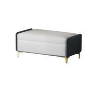 Banc de rangement à chaussures moderne 60 cm avec plateau relevable, repose-pieds élégant pour salon et chambre à coucher, gris et bleu foncé, 60 cm