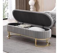 Banc de rangement à chaussures moderne capitonné pour entrée et salon - Élégant ovale - Repose-pieds et nizer