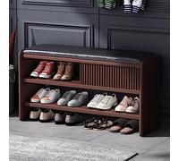 Banc de rangement à chaussures moderne en bois avec coussin en cuir capitonné pour entrée élégante armoire à chaussures gain de place 120 x 30 x 45 cm