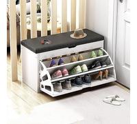 Banc de rangement à chaussures moderne en bois avec coussin et rangement caché, meuble à chaussures nizer pour meubles d'entrée 100/80/60 x 30 x 51 cm