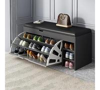 Banc de rangement à chaussures moderne en bois avec coussin et rangement caché pour chaussures d'entrée et banc pour meubles d'entrée 100/80/60 x 30 x 51 cm D 80 x 30 x 51 cm