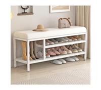 Banc de rangement à chaussures moderne MidCentury avec revêtement en cuir synthétique, capacité de charge de 150 kg, étagère à chaussures élégante pour chambre à coucher et couloir