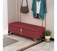 Banc de rangement à chaussures rectangulaire moderne en cuir synthétique avec dessus relevable, ottomane capitonnée, élégante pour entrée de lit, rouge vin, 60 x 40 x 42 cm