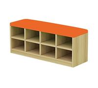Banc de rangement à chaussures rembourré avec grande capacité et facile à nettoyer Idéal pour crèche, centre d'activités d'intérieur et barrière de sécurité 100 x 30 x 40 cm Orange