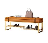 Banc de rangement à chaussures rembourré en métal doré - Étagère à chaussures élégante pour chambre, couloir, salon, bout de lit - Parfait pour organiser les chaussures et améliorer la décoration