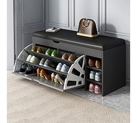 Banc de rangement à chaussures rembourré en polyuréthane avec tiroir, étagère à chaussures en bois pour entrée et couloir, armoire de rangement rabattable avec tiroir extractible, 60 x 30 x 51 cm
