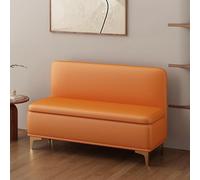 Banc de rangement à haut dossier en bois massif avec assise rembourrée - Ottomane de rangement à chaussures élégante pour entrée, salon, bureau, couloir (120 cm de largeur)