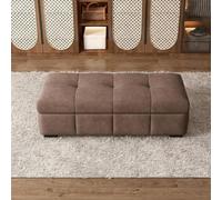Banc de Rangement Anti-Griffes Capitonne Coffre Pieds Bois de Meleze | Banquette Entree Rembourree Mousse Haute Densité Bout de Lit Scarpiera Meuble Chaussures(Milk Coffee,120cm/47.2in)