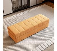Banc de Rangement avec Barre de Support en métal - Rangement à Chaussures rectangulaire pour Chambre, vestiaire, entrée - Tabouret élégant et Banc de Bout de lit - Tissu résistant aux griffu