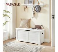 Banc De Rangement, Avec Charnières De Sécurité, Style Moderne, 100 X 40 X 46 Cm, Blanc Mat Blanc