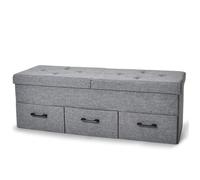 Banc de Rangement avec coffre et tiroirs 3 places 110x36x40cm