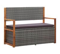 Banc de rangement 110 cm Résine tressée et bois d'acacia Gris