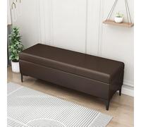 Banc de rangement avec coussin ottoman, coffre de rangement avec couvercle, sièges décoratifs pour entrée, chambre, salon, bureau - Marron foncé 70 cm