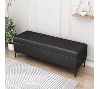 Banc de rangement avec coussin, siège noir, coffre à couvercle pour entrée, chambre, salon, bureau - 70 cm, solution de rangement élégante