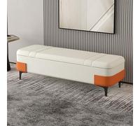 Banc de Rangement avec Grand Coffre de Stockage, Pouf de Bout de Lit en Tissu Technique, Banquette d'Entrée Moderne, Support de Sécurité, Cadre en Bois Robuste(H,180cm/70.8in)