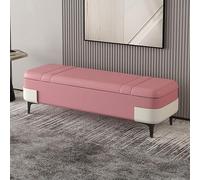Banc de Rangement avec Grand Coffre de Stockage, Pouf de Bout de Lit en Tissu Technique, Banquette d'Entrée Moderne, Support de Sécurité, Cadre en Bois Robuste(D,160cm/63in)