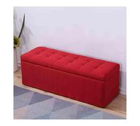Banc de rangement avec siège rembourré ottomane étagère à chaussures pour salon, entrée, chambre à coucher, banc de lit - Rouge 140 x 40 x 40 cm Meuble élégant et fonctionnel