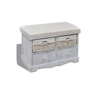 Vidaxl Banc De Rangement Blanc 62x33x42 Cm Bois De Paulownia Blanc